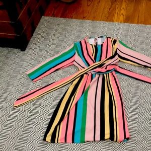 Adorable twist-front striped midi dress